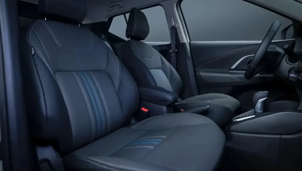 Nissan launches Kait in Brazil front seats interior view with updated upholstery