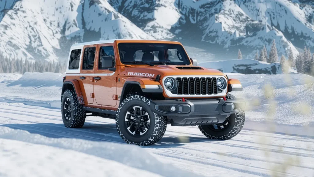Jeep Unveils New 2026 Wrangler Whitecap showcased in a rugged winter landscape highlighting its heritage inspired design and off road stance