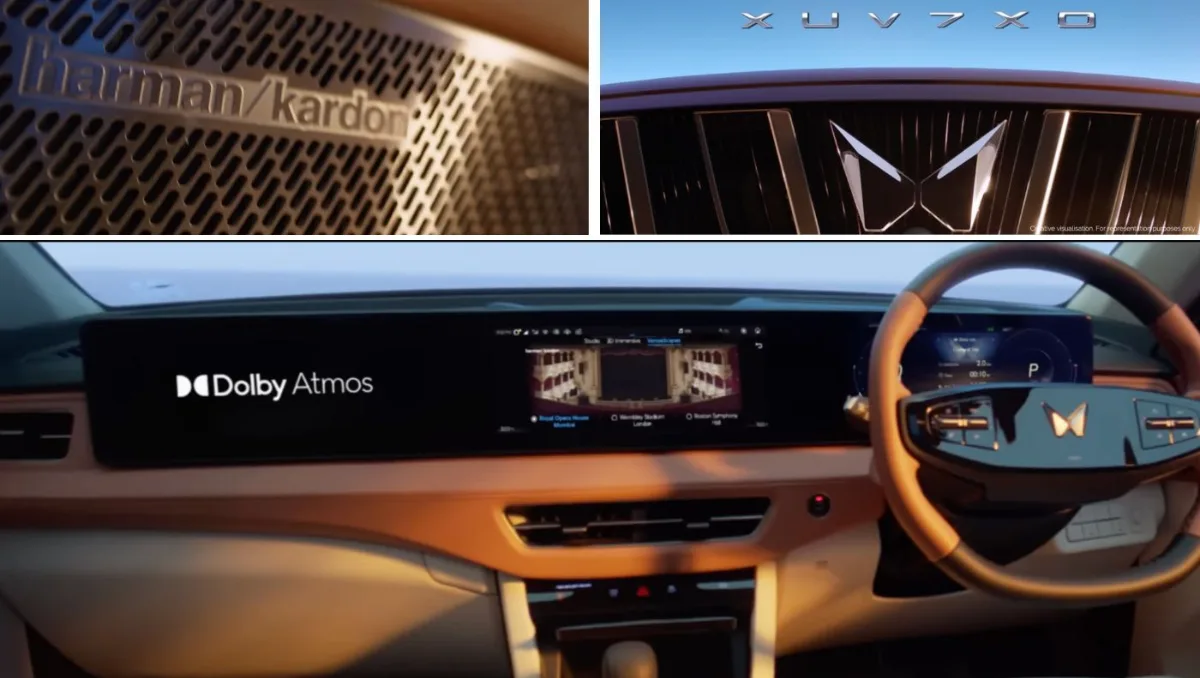 Mahindra XUV 7XO to Feature Harman Kardon Sound shown with Dolby Atmos display and premium interior layout