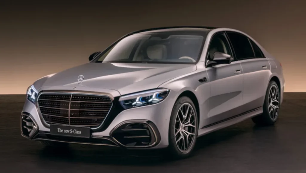 2026 Mercedes Benz S Class Facelift Revealed in silver exterior front three quarter view