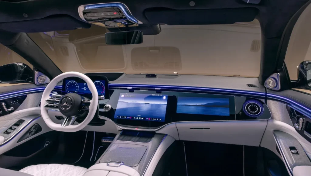 2026 Mercedes Benz S Class Facelift Revealed front interior dashboard with digital displays