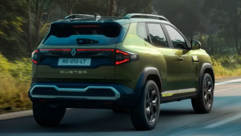 2026 Renault Duster Launched in India rear three quarter view with LED tail lamps and muscular design