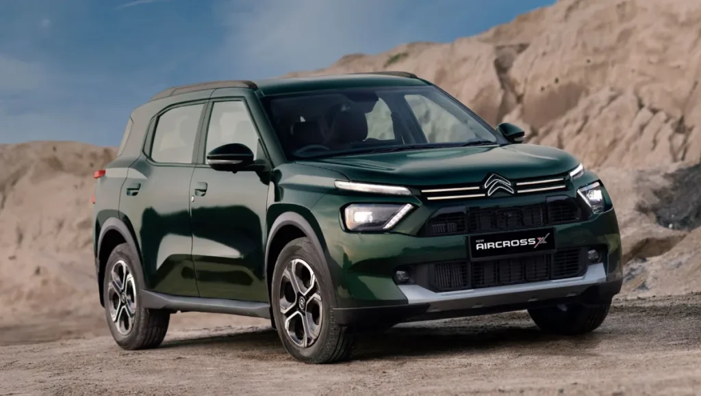 Citroen Aircross X Max 5S and C3 Live (O) Launched with Aircross X Max 5S shown in bold front three quarter exterior view