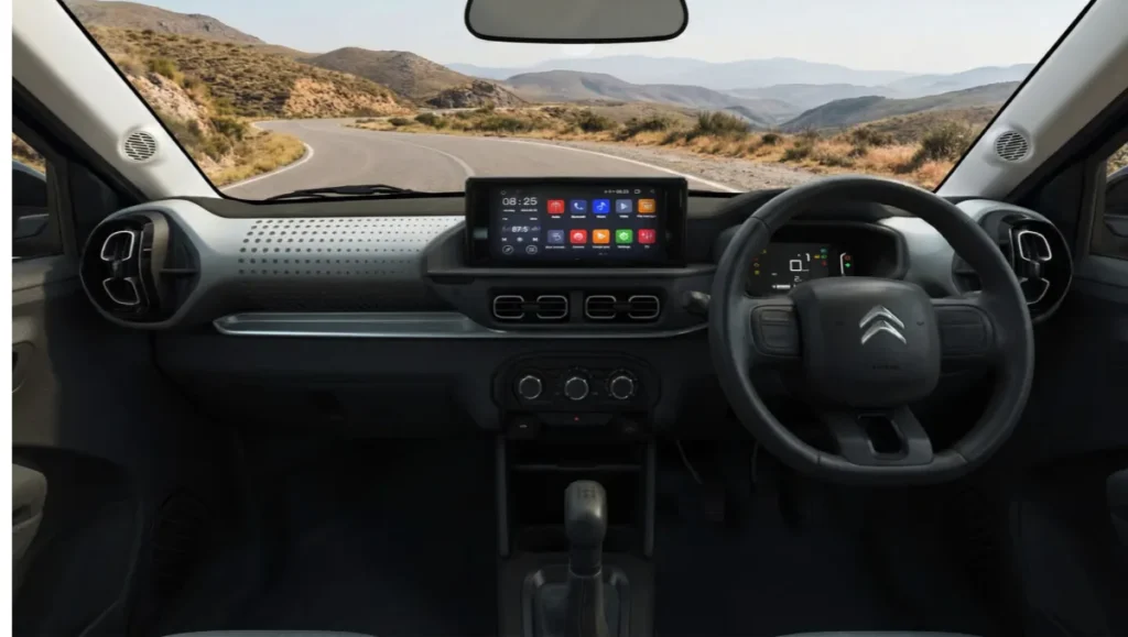 Citroen Aircross X Max 5S and C3 Live (O) Launched with Citroen C3 Live (O) interior dashboard and touchscreen layout