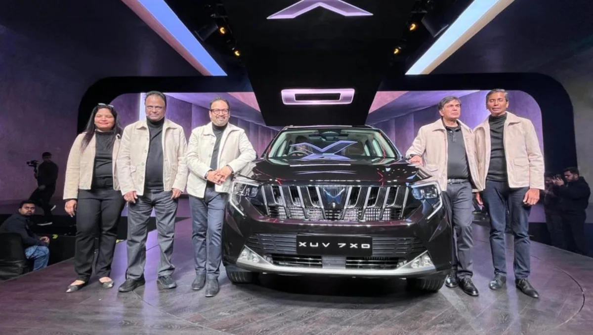 New Mahindra XUV 7XO launched in India at official unveiling event with company leadership on stage