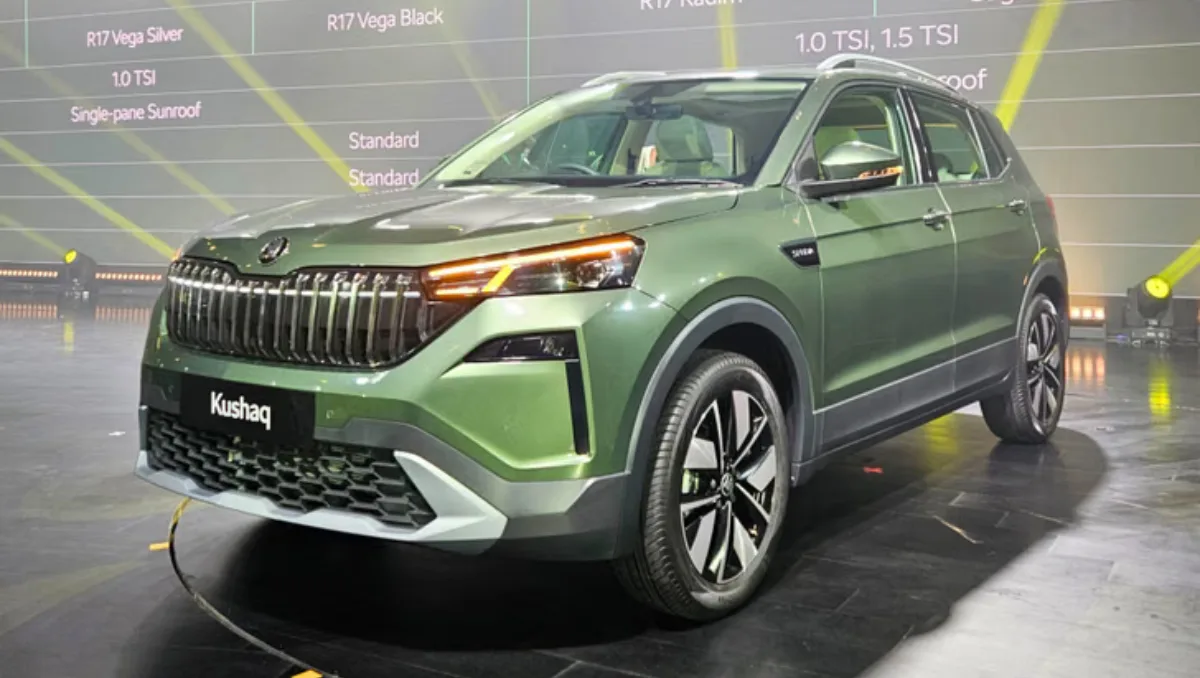 Skoda Kushaq Facelift Unveiled with refreshed front design, new grille and updated alloy wheels