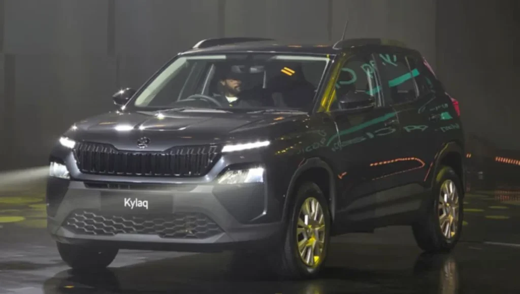 Skoda Kylaq Classic+ and Prestige+ Launched showcased with new front design, LED lighting and compact SUV stance