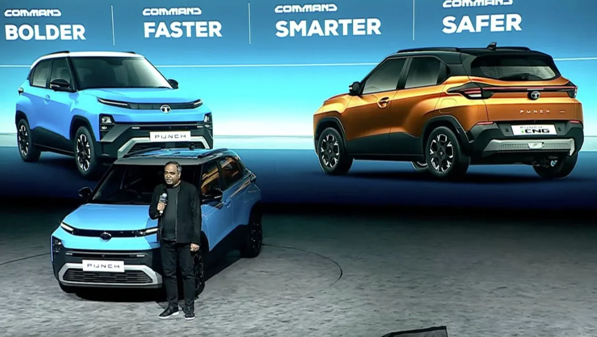 Tata Punch Facelift unveiled at launch event showcasing updated design, multiple color options, and refreshed styling