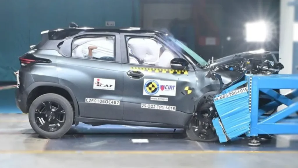 Tata Punch Facelift Scores 5-Star Safety Rating At Bharat NCAP Crash Test side impact offset test highlighting body strength and passenger safety