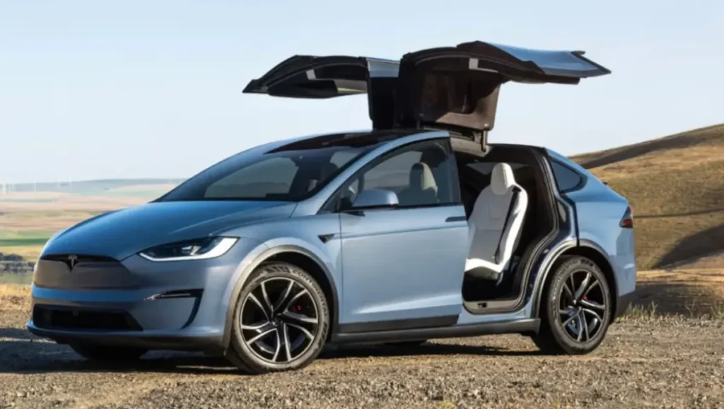 Tesla Model S and Model X to be discontinued image highlighting Tesla Model X with falcon wing doors