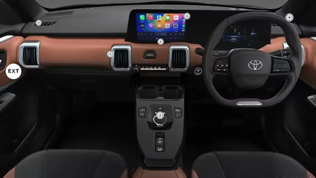 Toyota Urban Cruiser Ebella Base Variant Revealed interior dashboard with touchscreen and digital steering controls