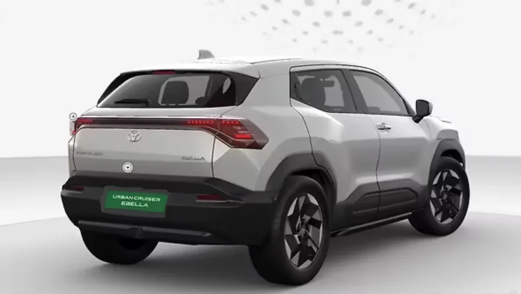 Toyota Urban Cruiser Ebella Base Variant Revealed rear three quarter view showing LED tail lamps and SUV stance