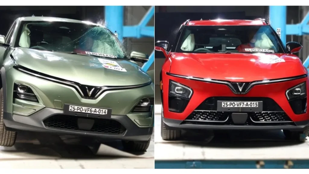 Vinfast VF6 and VF7 Secures 5-Star BNCAP Safety Rating displayed through front impact crash test performance comparison