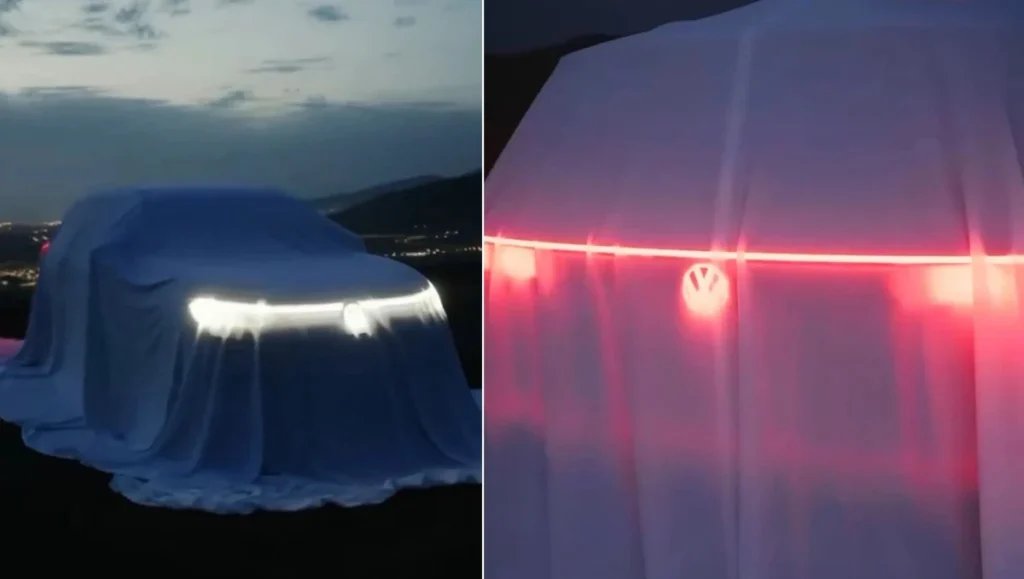 Volkswagen Tayron Teased for the First Time with covered SUV revealing front and rear lighting design
