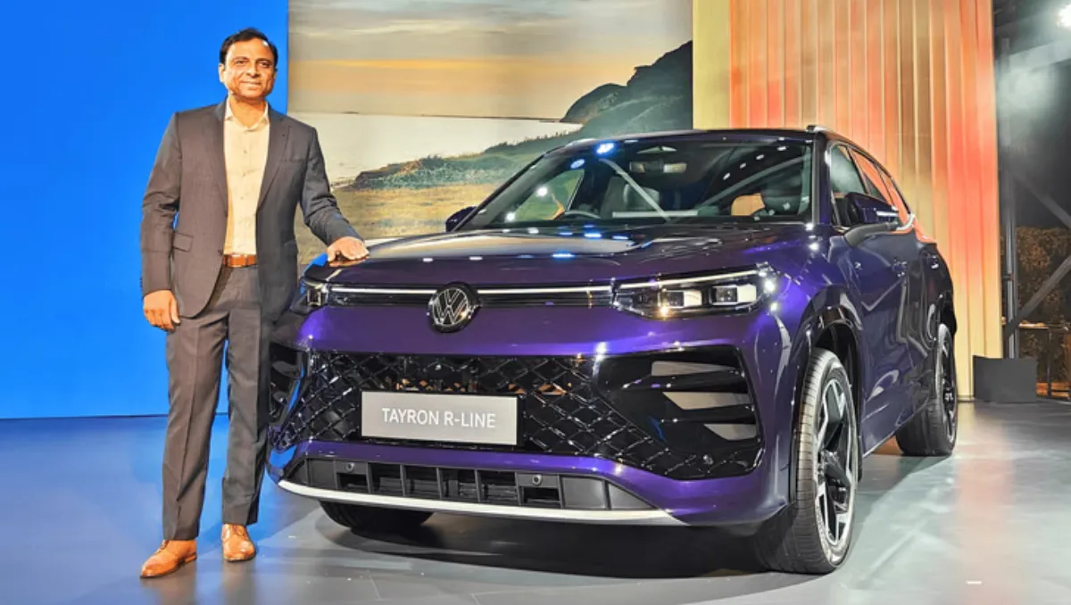 Volkswagen Tayron R-Line Unveiled in India at official launch event showcasing front design and R-Line styling