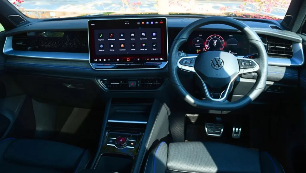 Volkswagen Tayron R-Line Unveiled in India interior dashboard with digital cockpit and touchscreen system