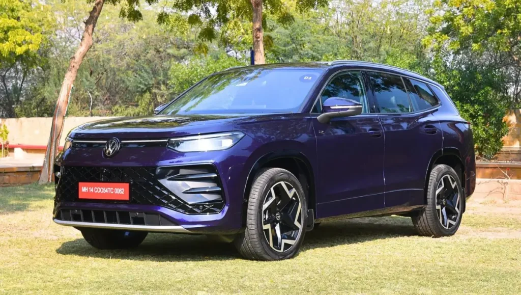 Volkswagen Tayron R-Line Unveiled in India front three quarter exterior view highlighting sporty SUV design