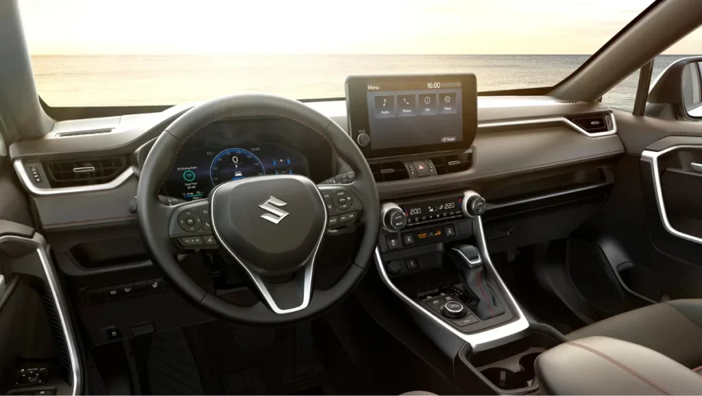 2026 Suzuki Across Revealed interior dashboard with digital instrument cluster and touchscreen