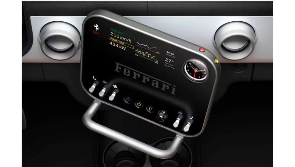 Ferrari Luce Interior Revealed floating center display with performance data and metallic support frame