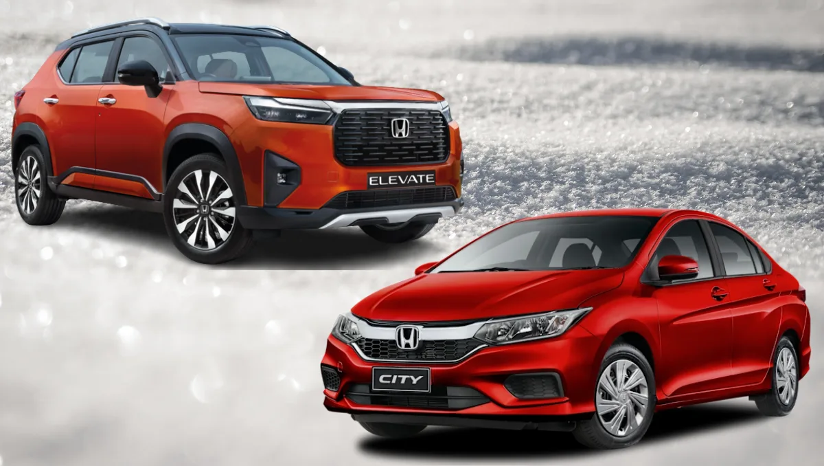 Honda Car Offers February 2026 showcasing Honda Elevate SUV and Honda City sedan together with updated styling