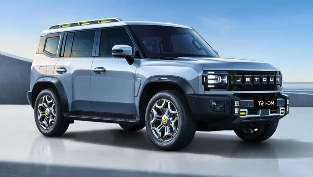 JSW Motors Teases Rugged Jetour T2 SUV international spec PHEV exterior side profile