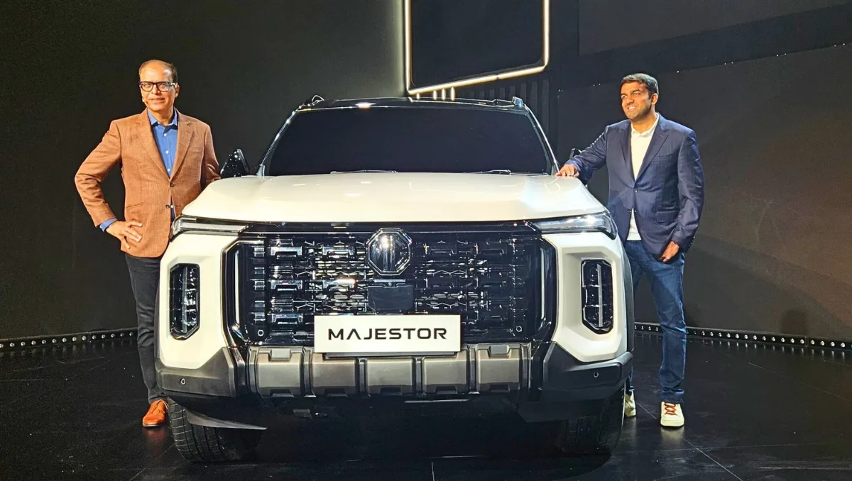 MG Majestor launched in India front view with company officials at unveiling event