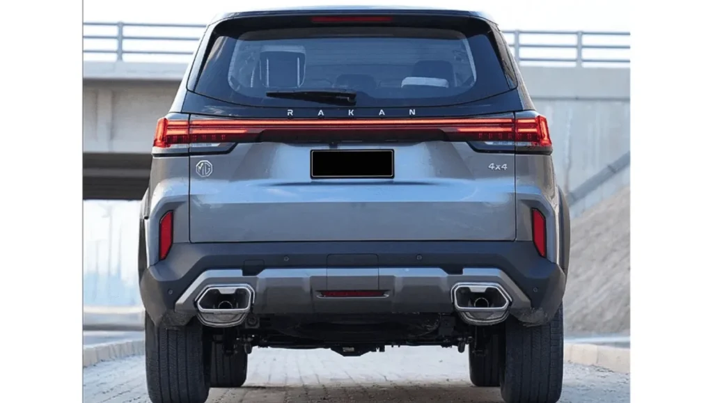 MG Majestor Debuts in Kuwait as ‘Rakan 4x4’ rear view highlighting connected tail lamps and 4x4 badging