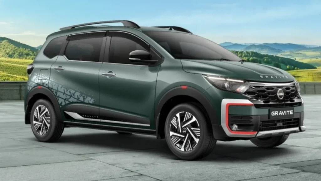 Nissan Gravite MPV Launched in India front side profile with dual tone alloy wheels