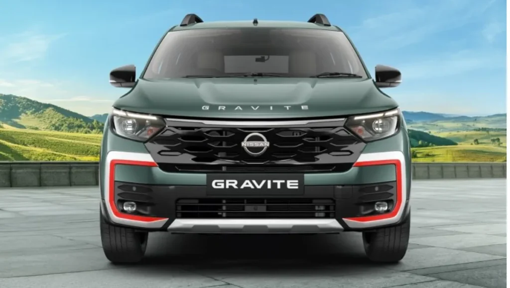 Nissan Gravite MPV Launched in India front view with signature grille and LED headlamps