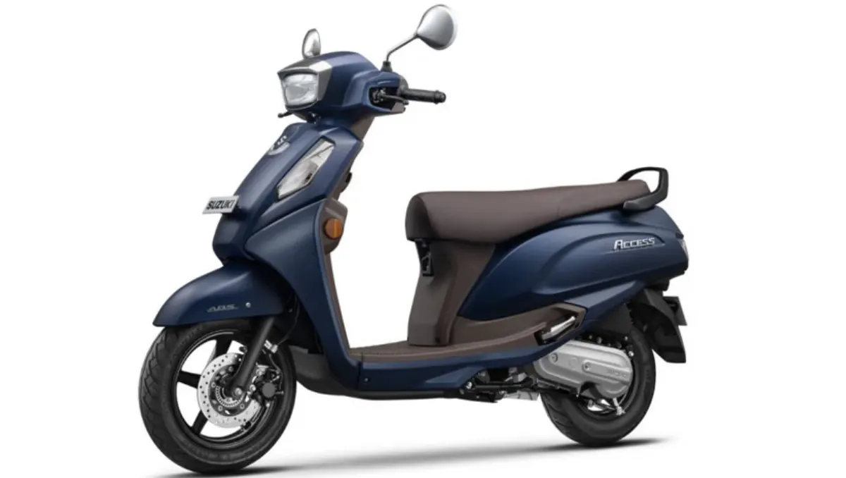 Suzuki Access 125 ABS Launched showing full side profile with premium blue finish and alloy wheels