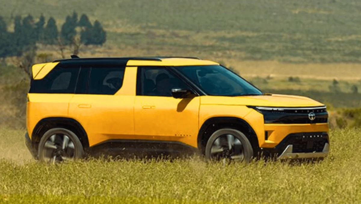 Tata Sierra Waiting Period Reaches 3 Months as yellow SUV showcases bold side profile and boxy design