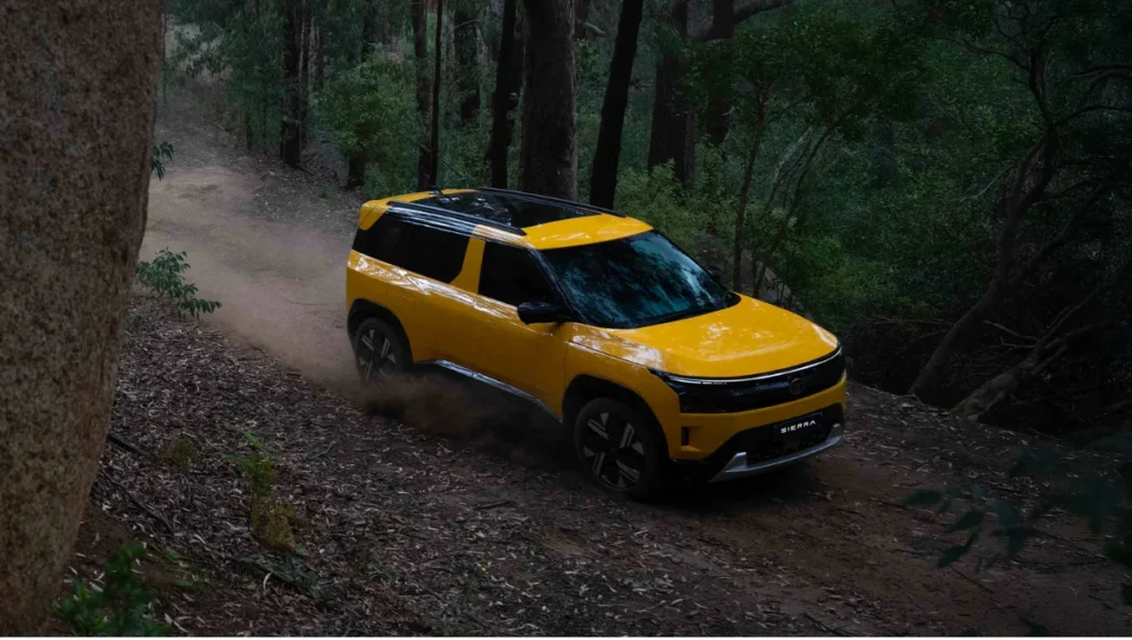 Tata Sierra Waiting Period Reaches 3 Months as SUV tackles rough forest trail showcasing off-road capability