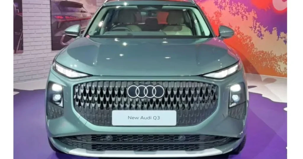 Front fascia layout highlighted as Third-Gen Audi Q3 Debuts in India featuring honeycomb Singleframe grille.