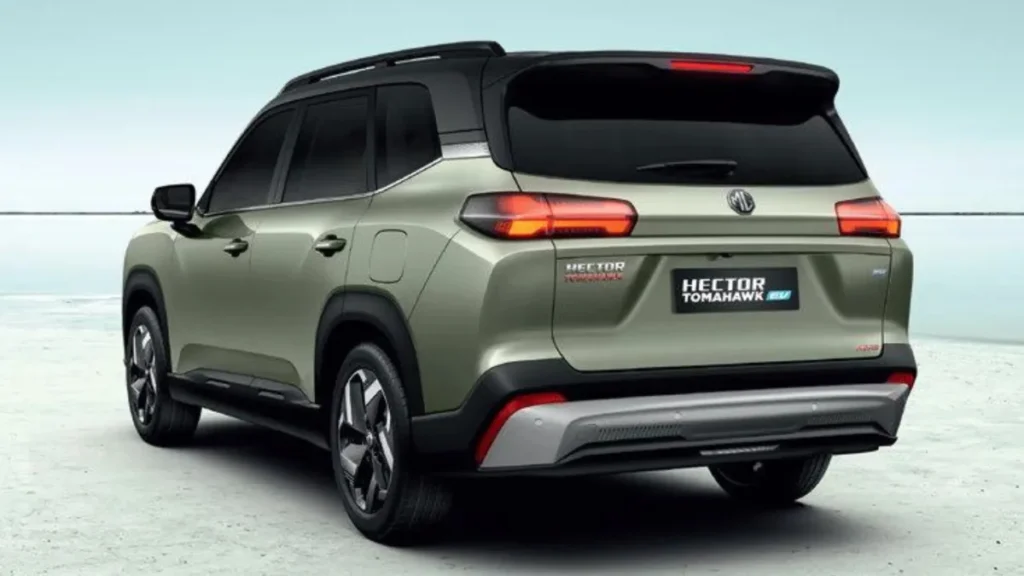 Rear profile and taillight assembly of the MG Hector Tomahawk EV Launched for India